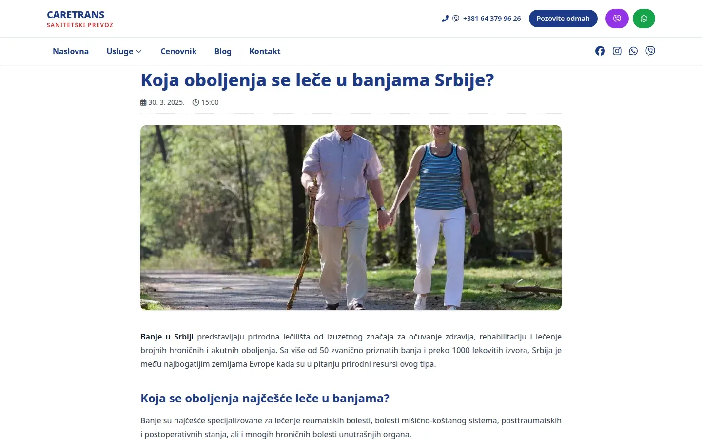 Tekst sa bloga: Koja oboljenja se leče u banjama Srbije, vodič kroz lečenje u banjama.